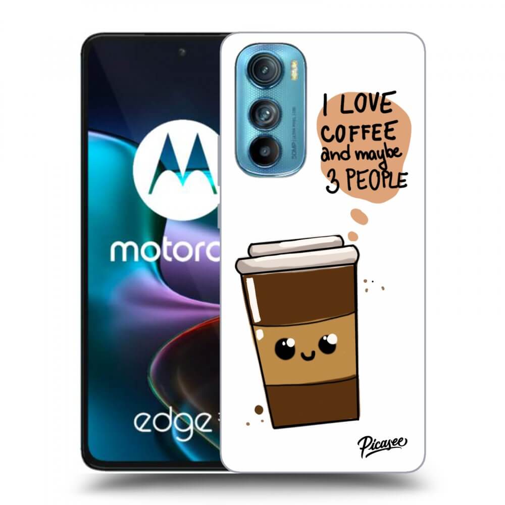 Picasee silikonowe czarne etui na Motorola Edge 30 - Cute coffee