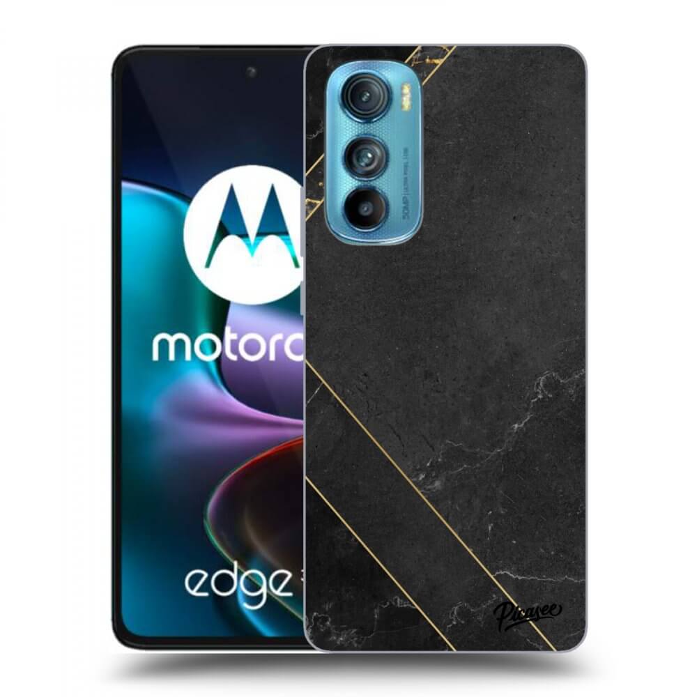 Picasee silikonowe przeźroczyste etui na Motorola Edge 30 - Black tile