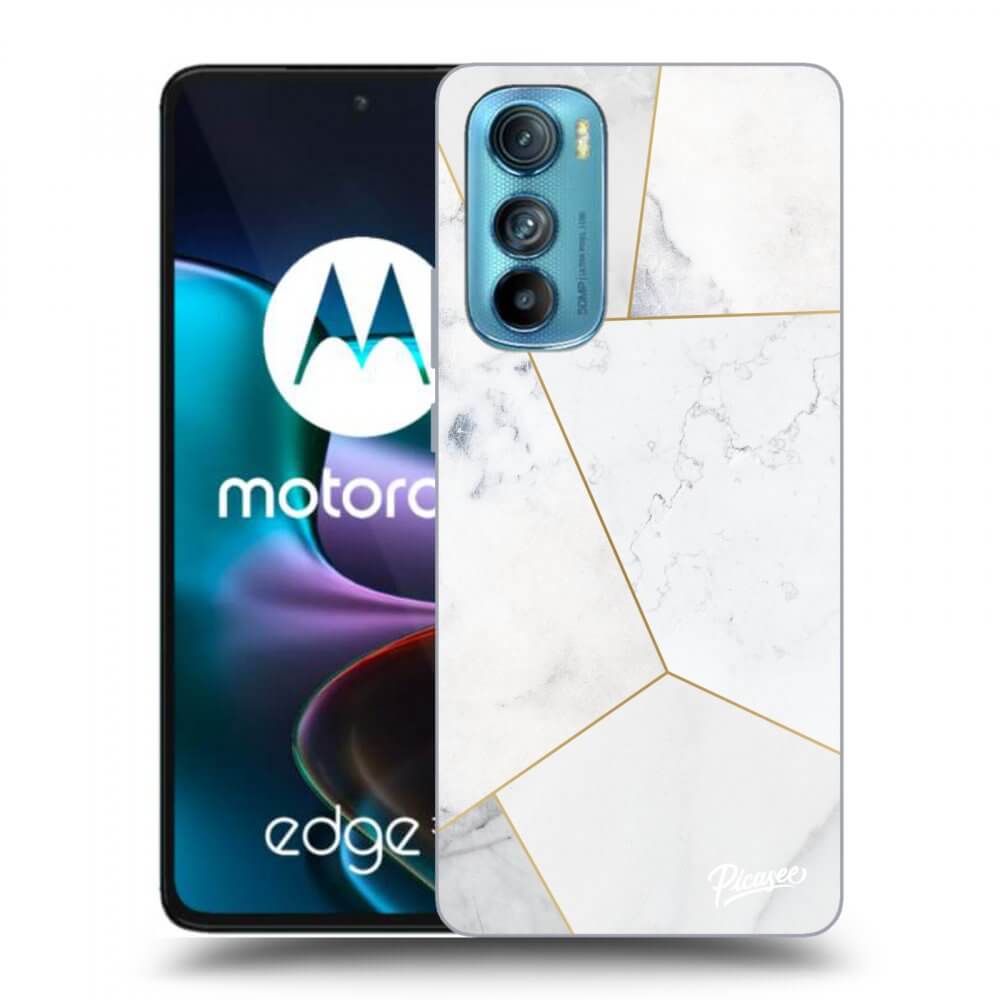 Picasee silikonowe przeźroczyste etui na Motorola Edge 30 - White tile