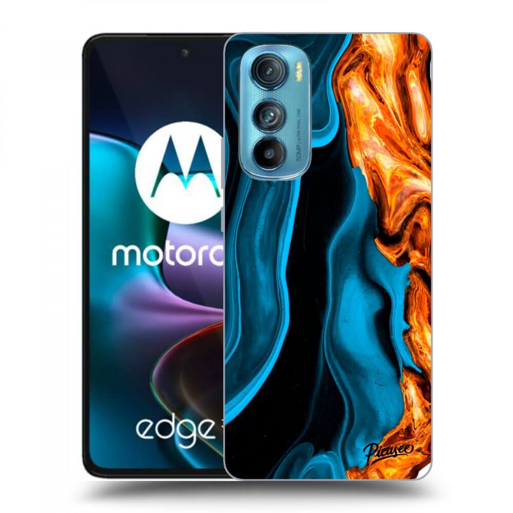 Picasee silikonowe czarne etui na Motorola Edge 30 - Gold blue