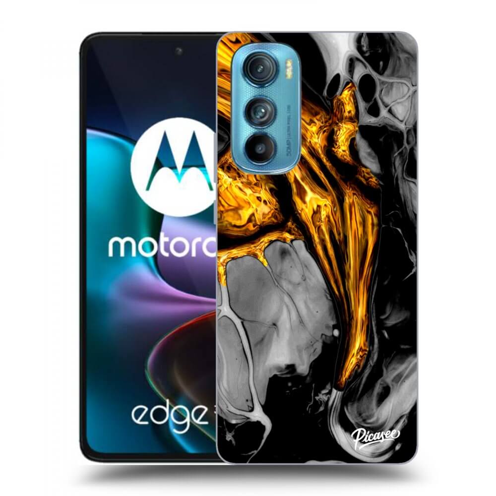 Picasee silikonowe czarne etui na Motorola Edge 30 - Black Gold