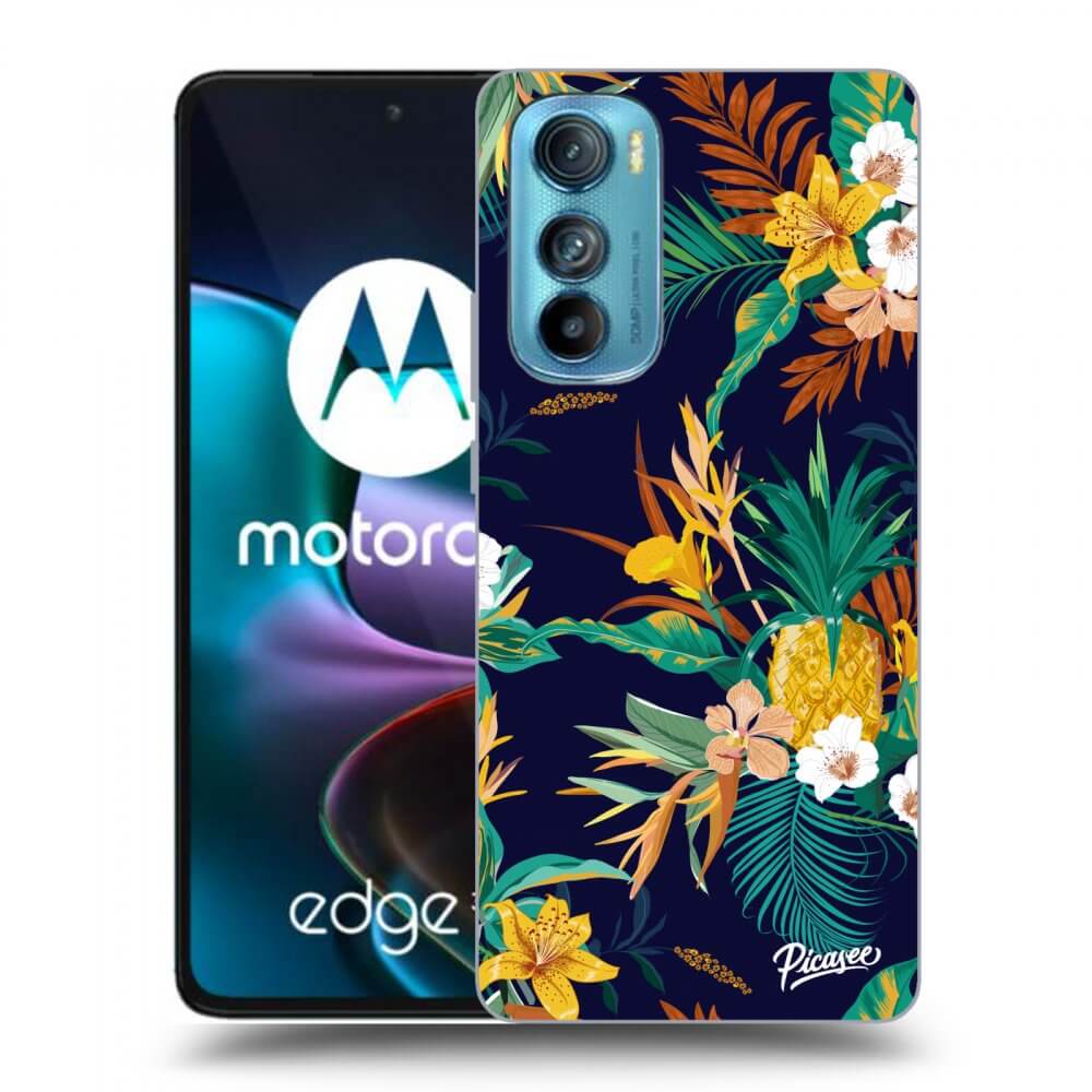 Picasee silikonowe czarne etui na Motorola Edge 30 - Pineapple Color