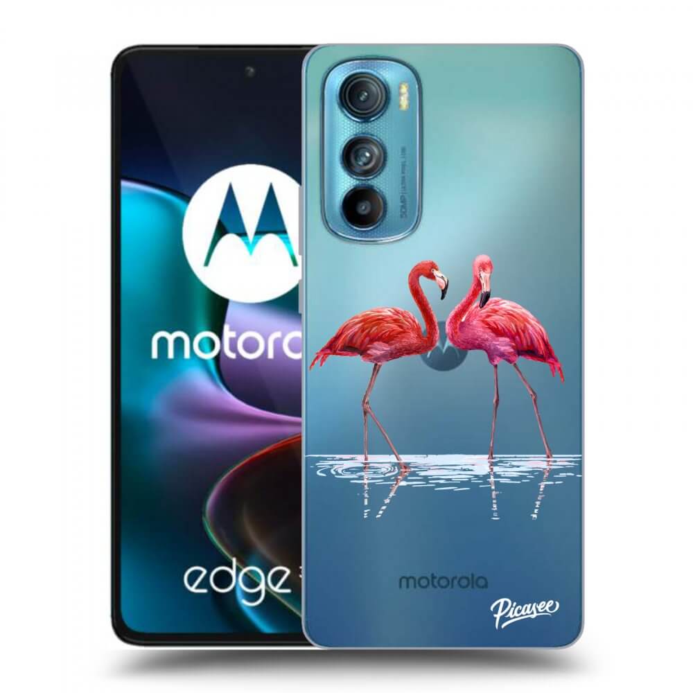 Picasee silikonowe przeźroczyste etui na Motorola Edge 30 - Flamingos couple