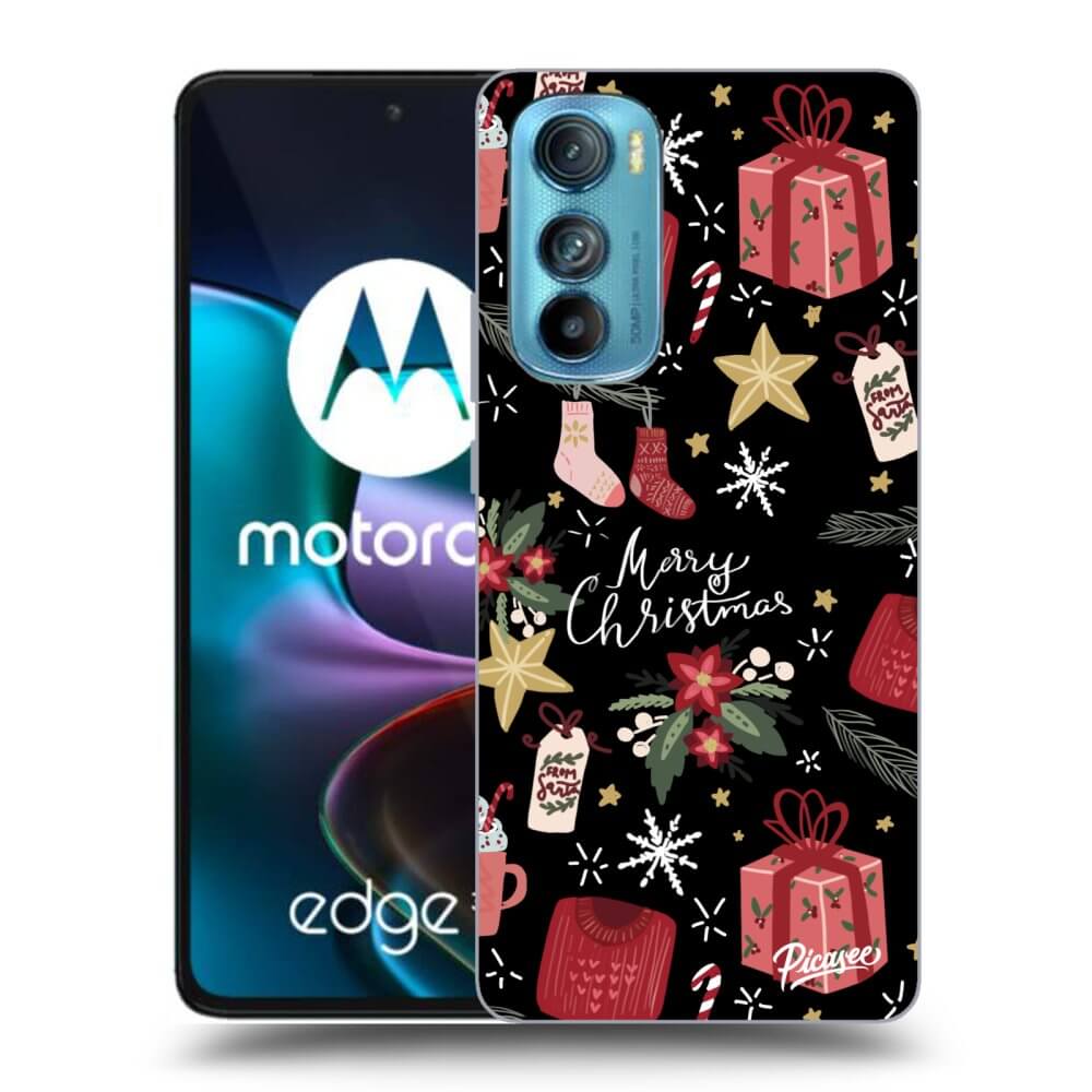 Picasee silikonowe czarne etui na Motorola Edge 30 - Christmas