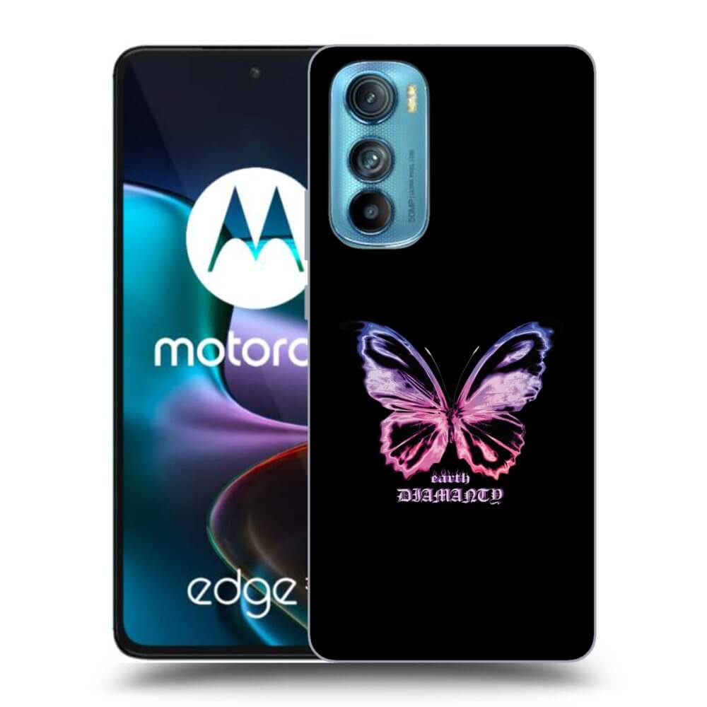 Picasee silikonowe czarne etui na Motorola Edge 30 - Diamanty Purple