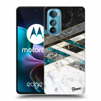 Picasee silikonowe przeźroczyste etui na Motorola Edge 30 - Black & White geometry
