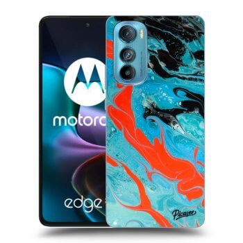 Picasee silikonowe przeźroczyste etui na Motorola Edge 30 - Blue Magma
