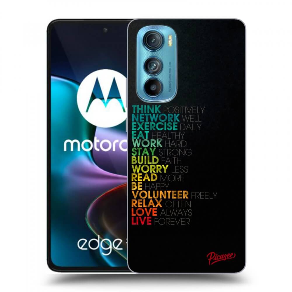 Picasee silikonowe czarne etui na Motorola Edge 30 - Motto life