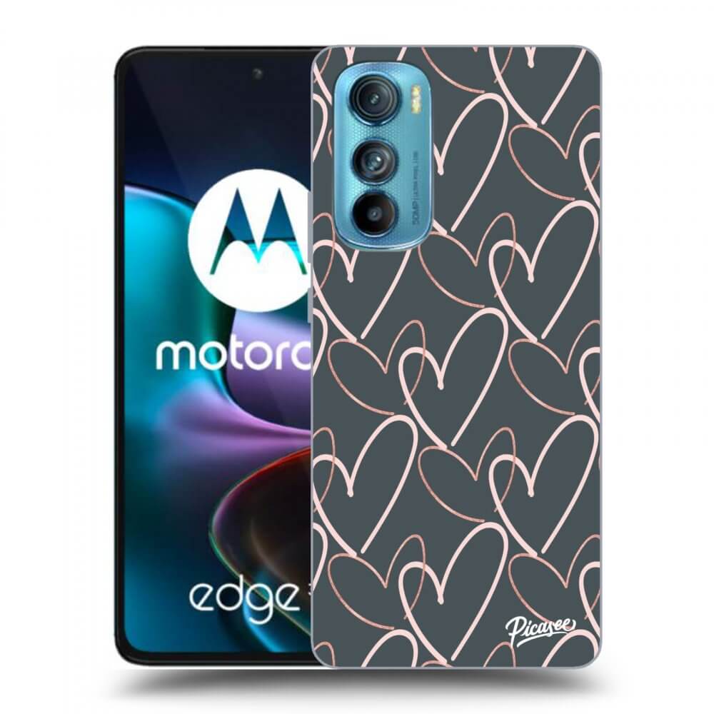 Picasee silikonowe czarne etui na Motorola Edge 30 - Lots of love