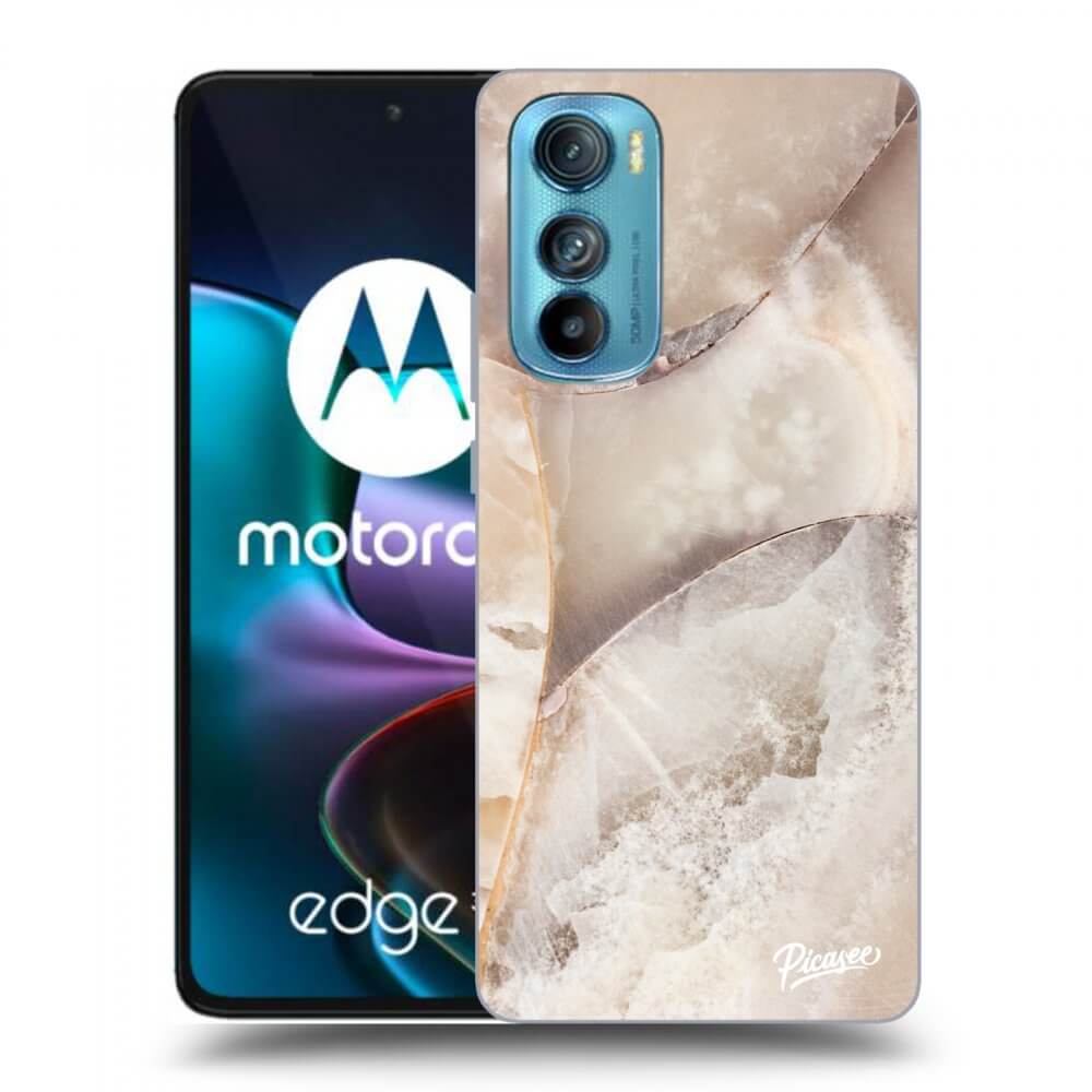 Picasee silikonowe przeźroczyste etui na Motorola Edge 30 - Cream marble
