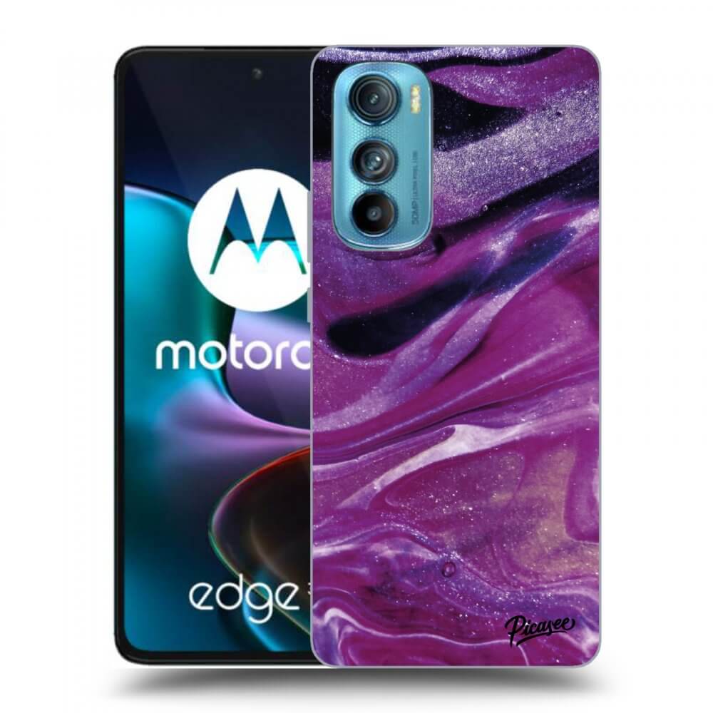 Picasee silikonowe przeźroczyste etui na Motorola Edge 30 - Purple glitter