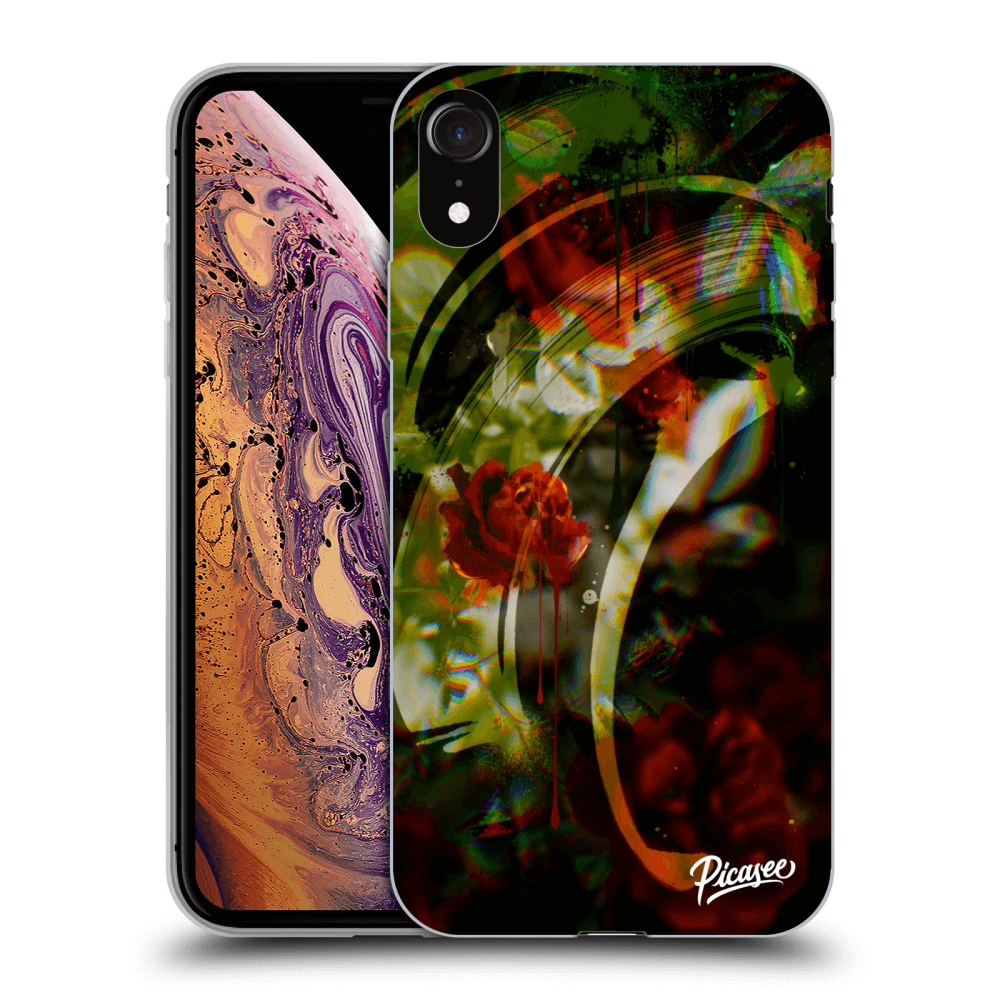 Picasee silikonowe przeźroczyste etui na Apple iPhone XR - Roses color