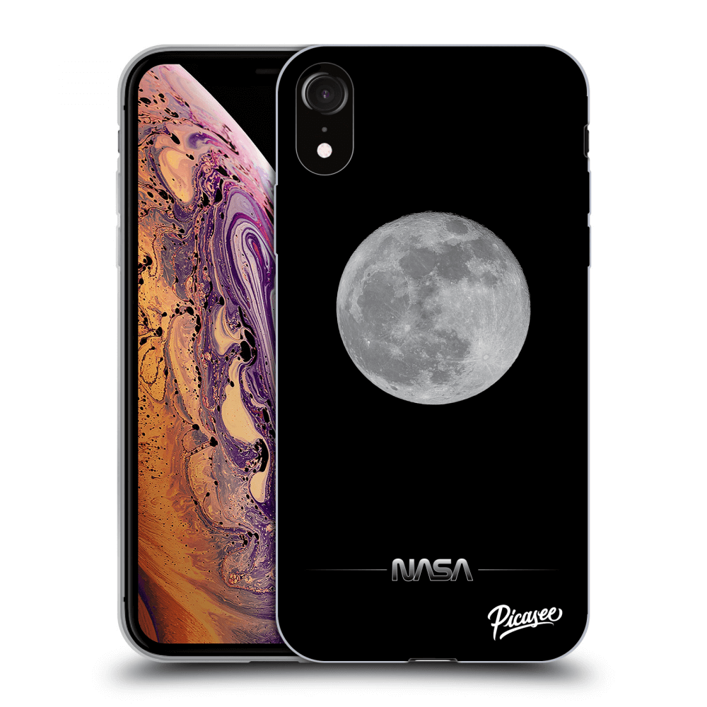 Picasee silikonowe czarne etui na Apple iPhone XR - Moon Minimal
