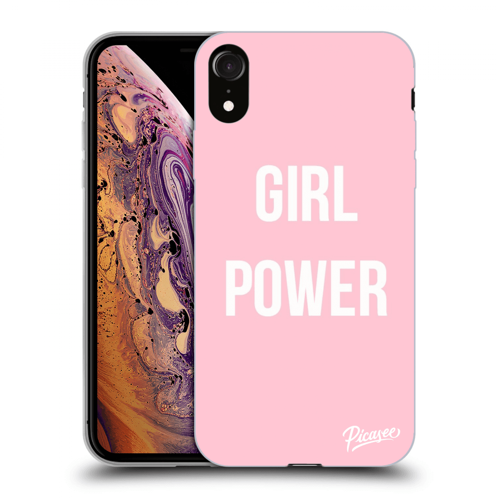 Picasee silikonowe czarne etui na Apple iPhone XR - Girl power