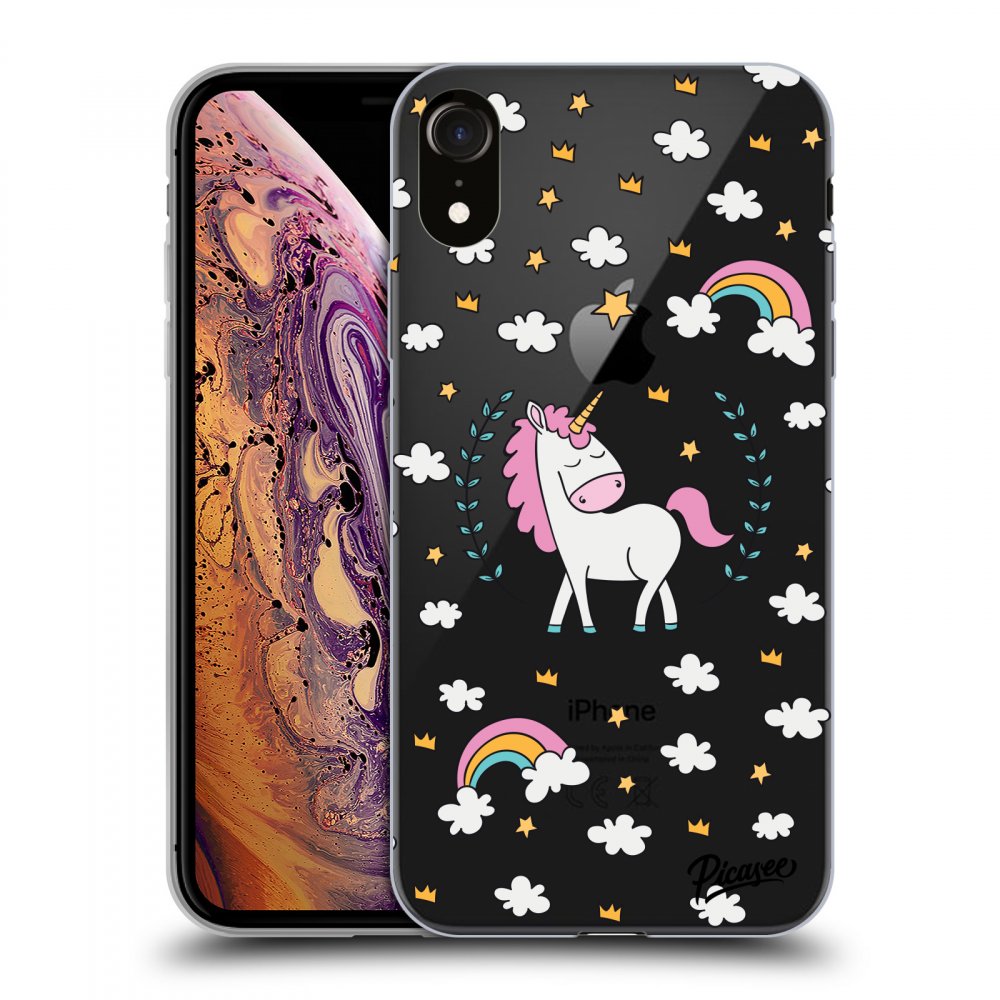 Picasee silikonowe przeźroczyste etui na Apple iPhone XR - Unicorn star heaven