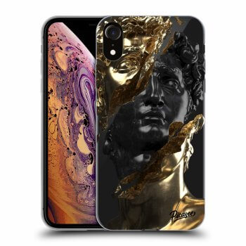 Picasee silikonowe przeźroczyste etui na Apple iPhone XR - Gold - Black