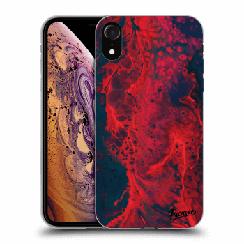 Picasee silikonowe czarne etui na Apple iPhone XR - Organic red