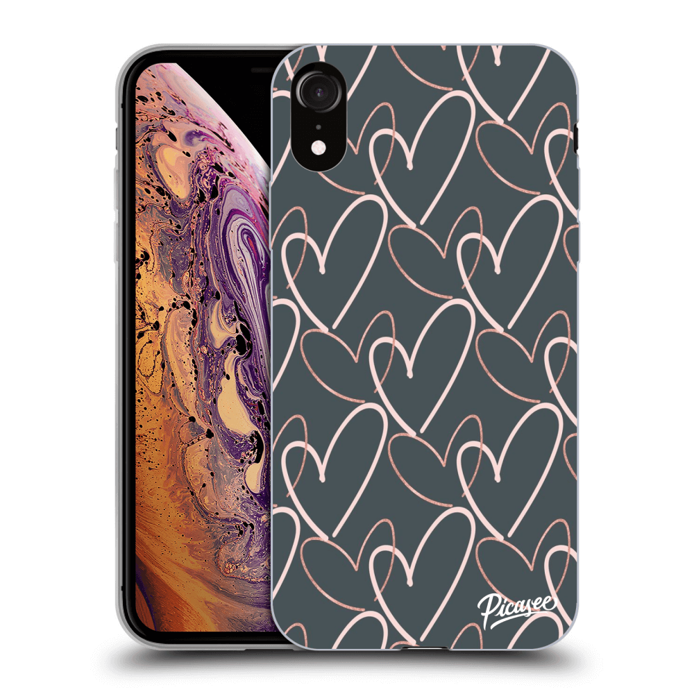 Picasee silikonowe czarne etui na Apple iPhone XR - Lots of love