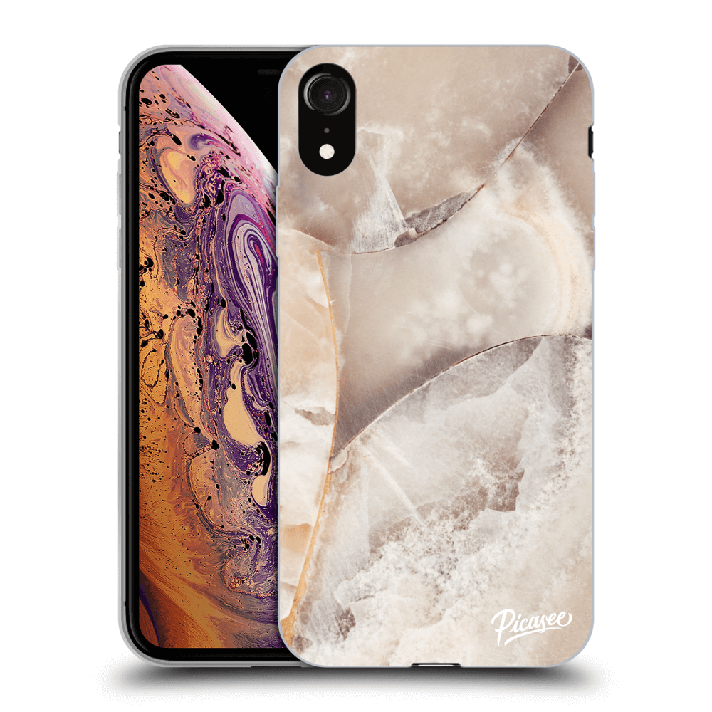 Picasee silikonowe przeźroczyste etui na Apple iPhone XR - Cream marble