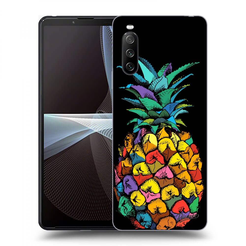 Picasee silikonowe czarne etui na Sony Xperia 10 III - Pineapple