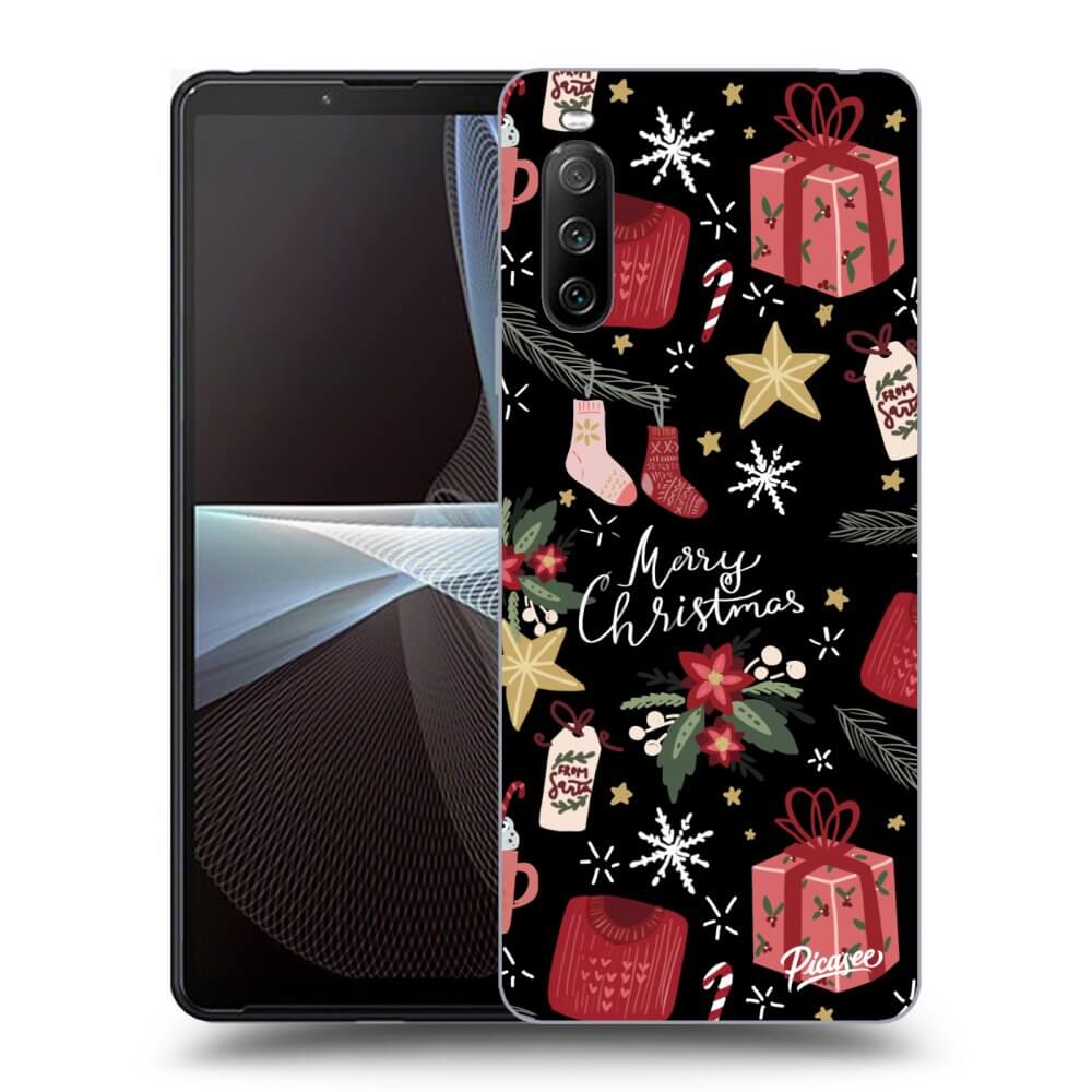 Picasee silikonowe czarne etui na Sony Xperia 10 III - Christmas