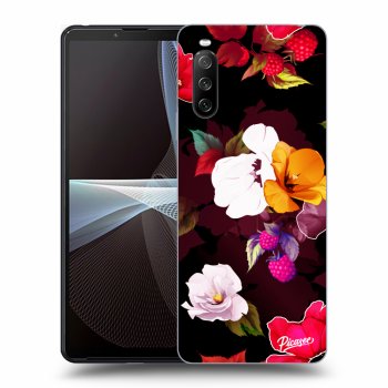 Picasee silikonowe czarne etui na Sony Xperia 10 III - Flowers and Berries