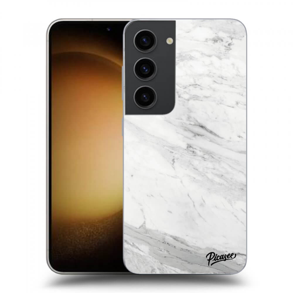 Picasee silikonowe czarne etui na Samsung Galaxy S23 5G - White marble