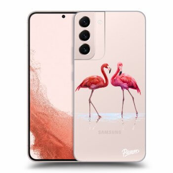 Picasee silikonowe przeźroczyste etui na Samsung Galaxy S23+ 5G - Flamingos couple
