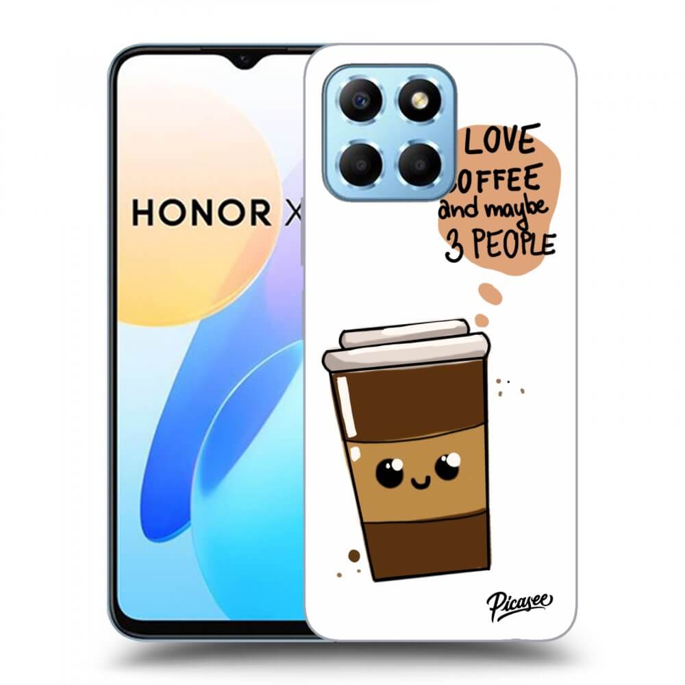 Picasee silikonowe czarne etui na Honor X8 5G - Cute coffee