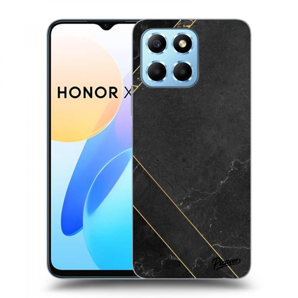 Picasee silikonowe przeźroczyste etui na Honor X8 5G - Black tile