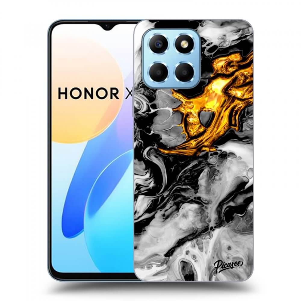 Picasee silikonowe przeźroczyste etui na Honor X8 5G - Black Gold 2