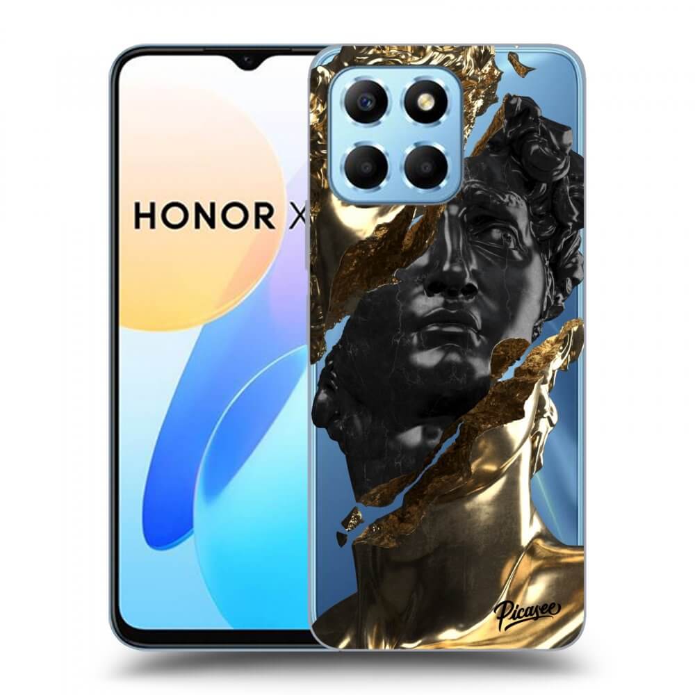 Picasee silikonowe przeźroczyste etui na Honor X8 5G - Gold - Black