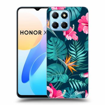 Picasee silikonowe przeźroczyste etui na Honor X8 5G - Pink Monstera