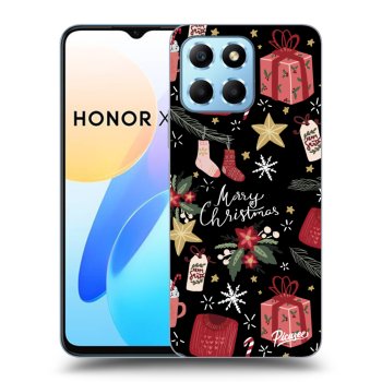 Picasee silikonowe czarne etui na Honor X8 5G - Christmas