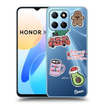 Picasee silikonowe przeźroczyste etui na Honor X8 5G - Christmas Stickers