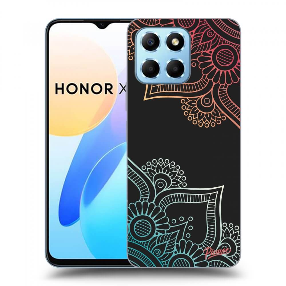 Picasee silikonowe czarne etui na Honor X8 5G - Flowers pattern