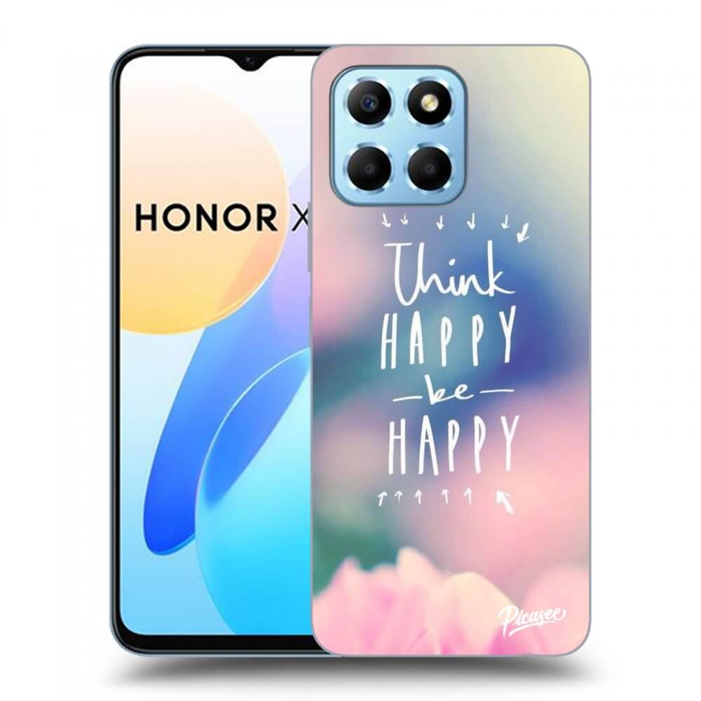 Picasee silikonowe czarne etui na Honor X8 5G - Think happy be happy