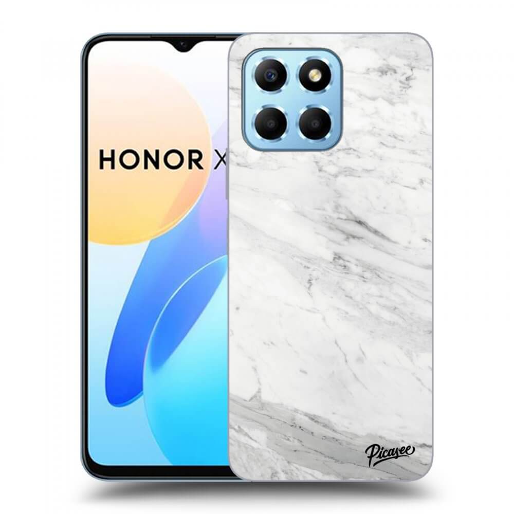 Picasee silikonowe przeźroczyste etui na Honor X8 5G - White marble