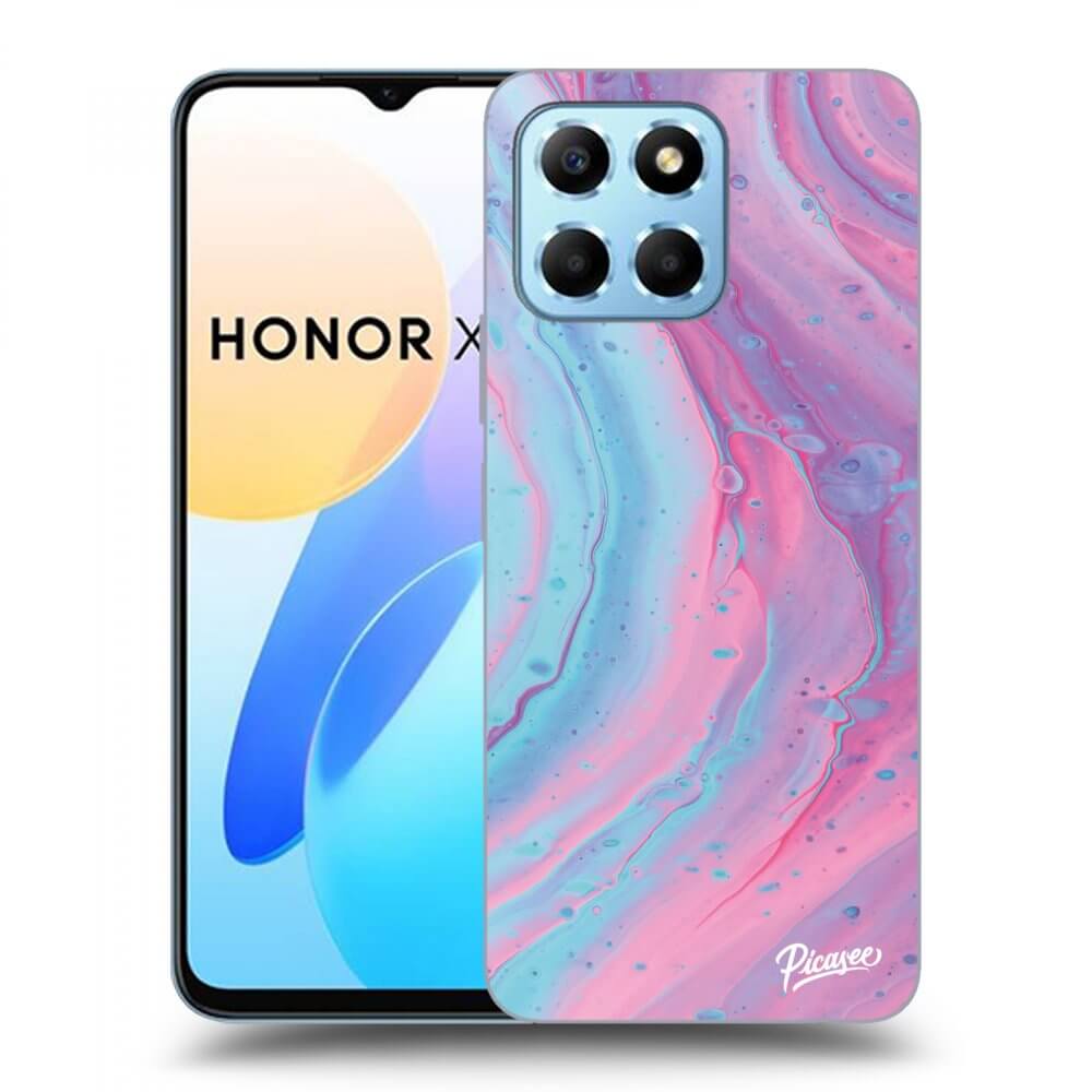 Picasee silikonowe przeźroczyste etui na Honor X8 5G - Pink liquid