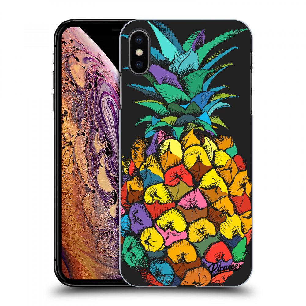 Picasee silikonowe czarne etui na Apple iPhone XS Max - Pineapple