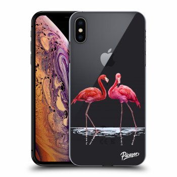 Picasee silikonowe przeźroczyste etui na Apple iPhone XS Max - Flamingos couple