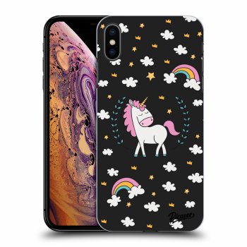 Picasee silikonowe czarne etui na Apple iPhone XS Max - Unicorn star heaven