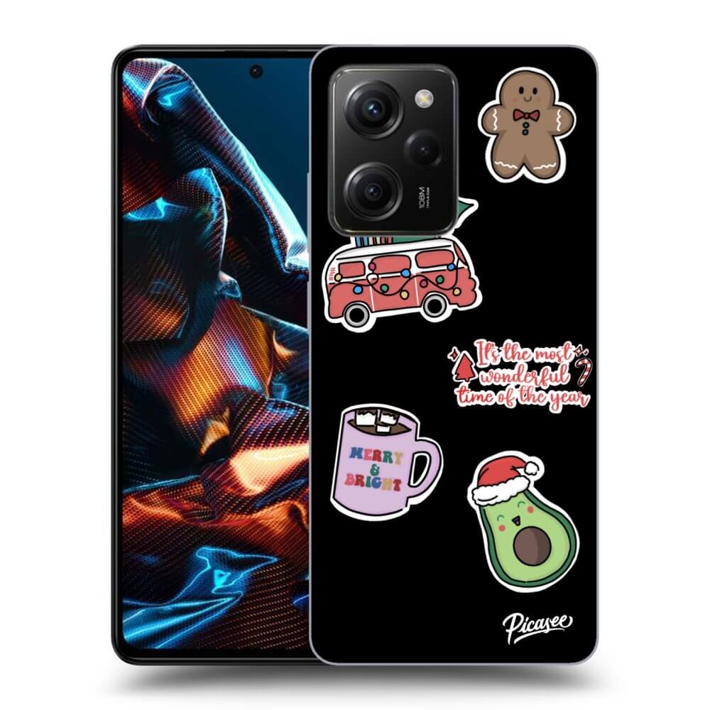 Picasee silikonowe czarne etui na Xiaomi Poco X5 Pro - Christmas Stickers