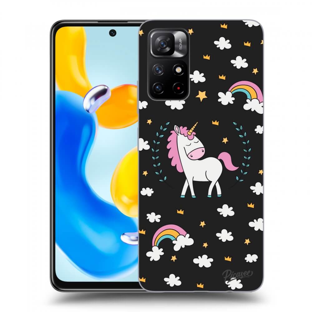 Picasee silikonowe czarne etui na Xiaomi Redmi Note 11S 5G - Unicorn star heaven