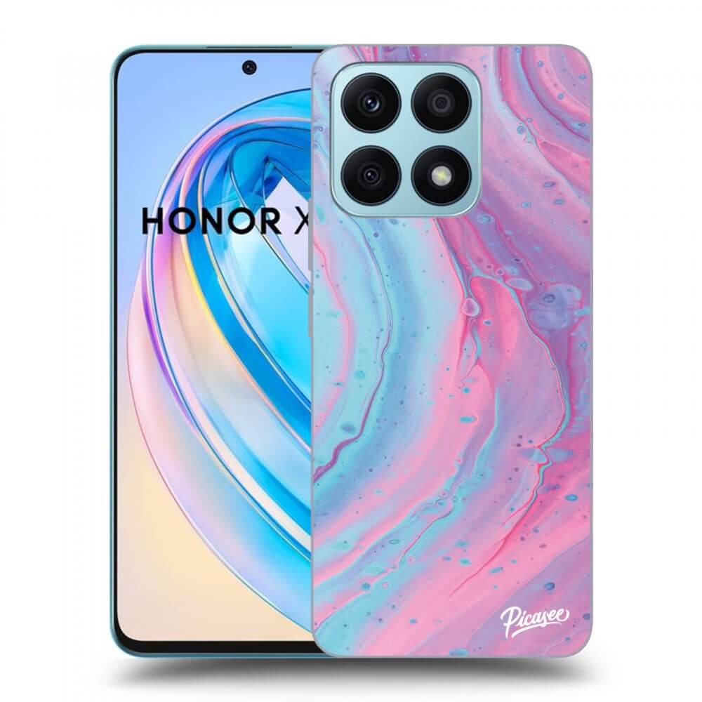 Picasee silikonowe przeźroczyste etui na Honor X8a - Pink liquid