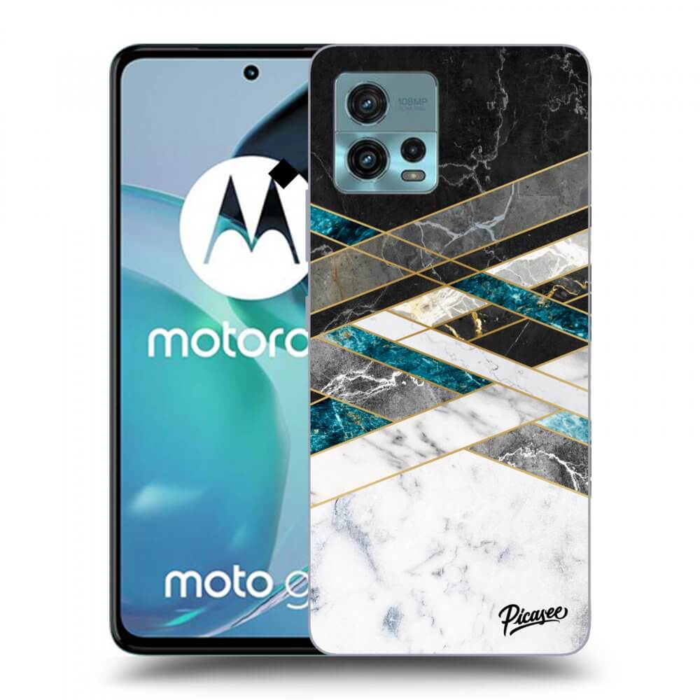 Picasee silikonowe czarne etui na Motorola Moto G72 - Black & White geometry