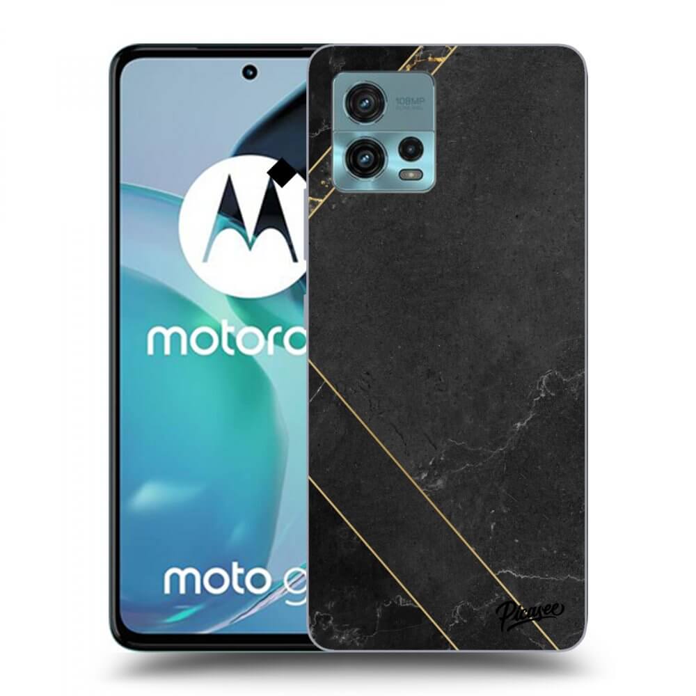 Picasee silikonowe przeźroczyste etui na Motorola Moto G72 - Black tile