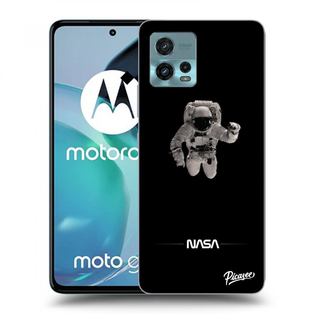 Picasee silikonowe czarne etui na Motorola Moto G72 - Astronaut Minimal