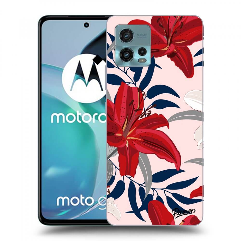 Picasee silikonowe czarne etui na Motorola Moto G72 - Red Lily