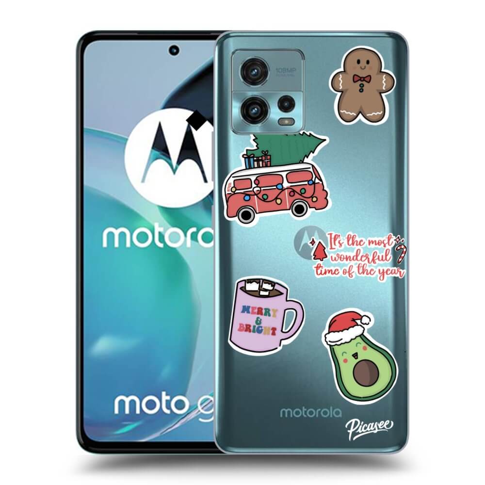Picasee silikonowe przeźroczyste etui na Motorola Moto G72 - Christmas Stickers